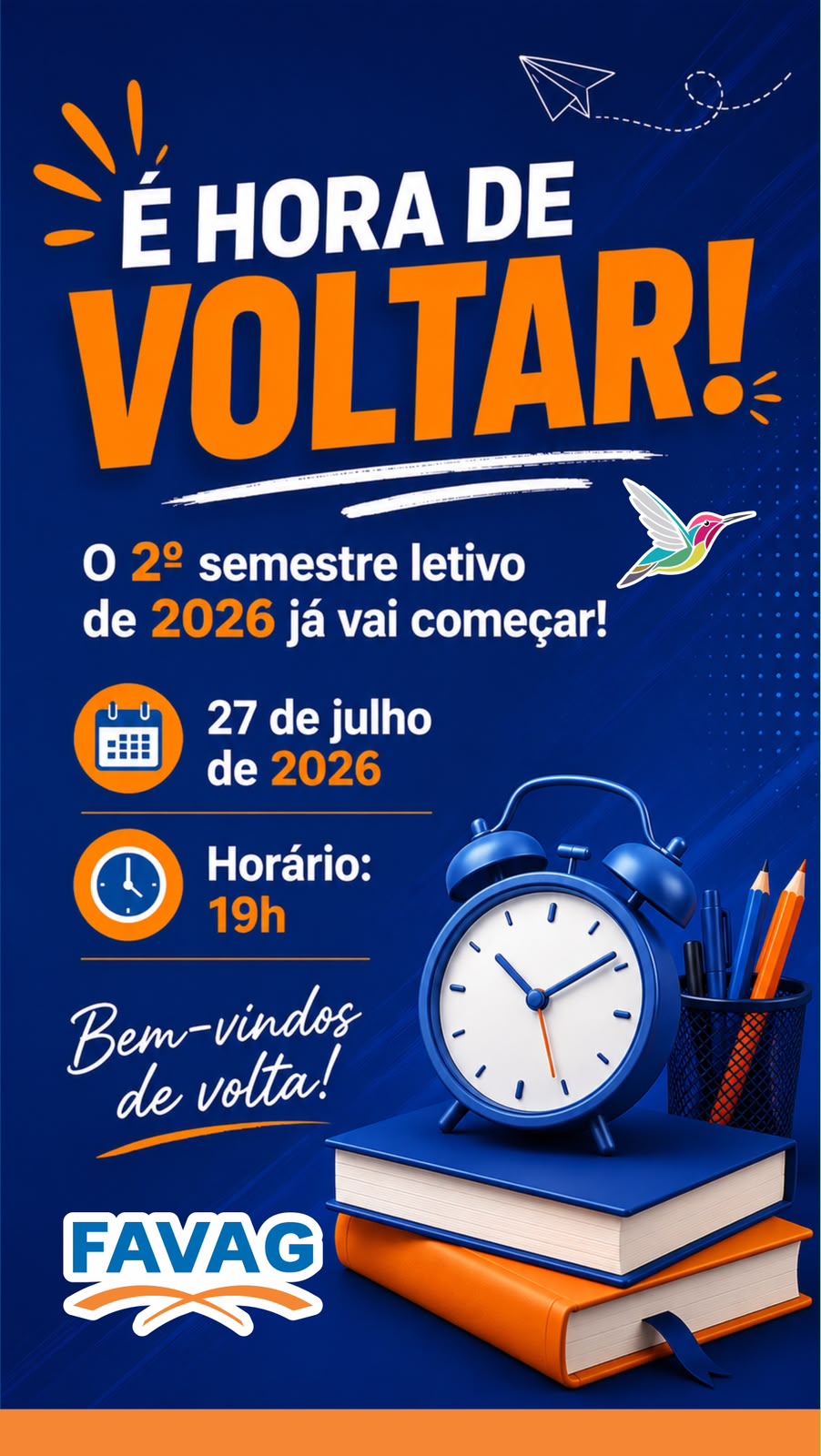 Bem-vindos de volta! Volta as aulas